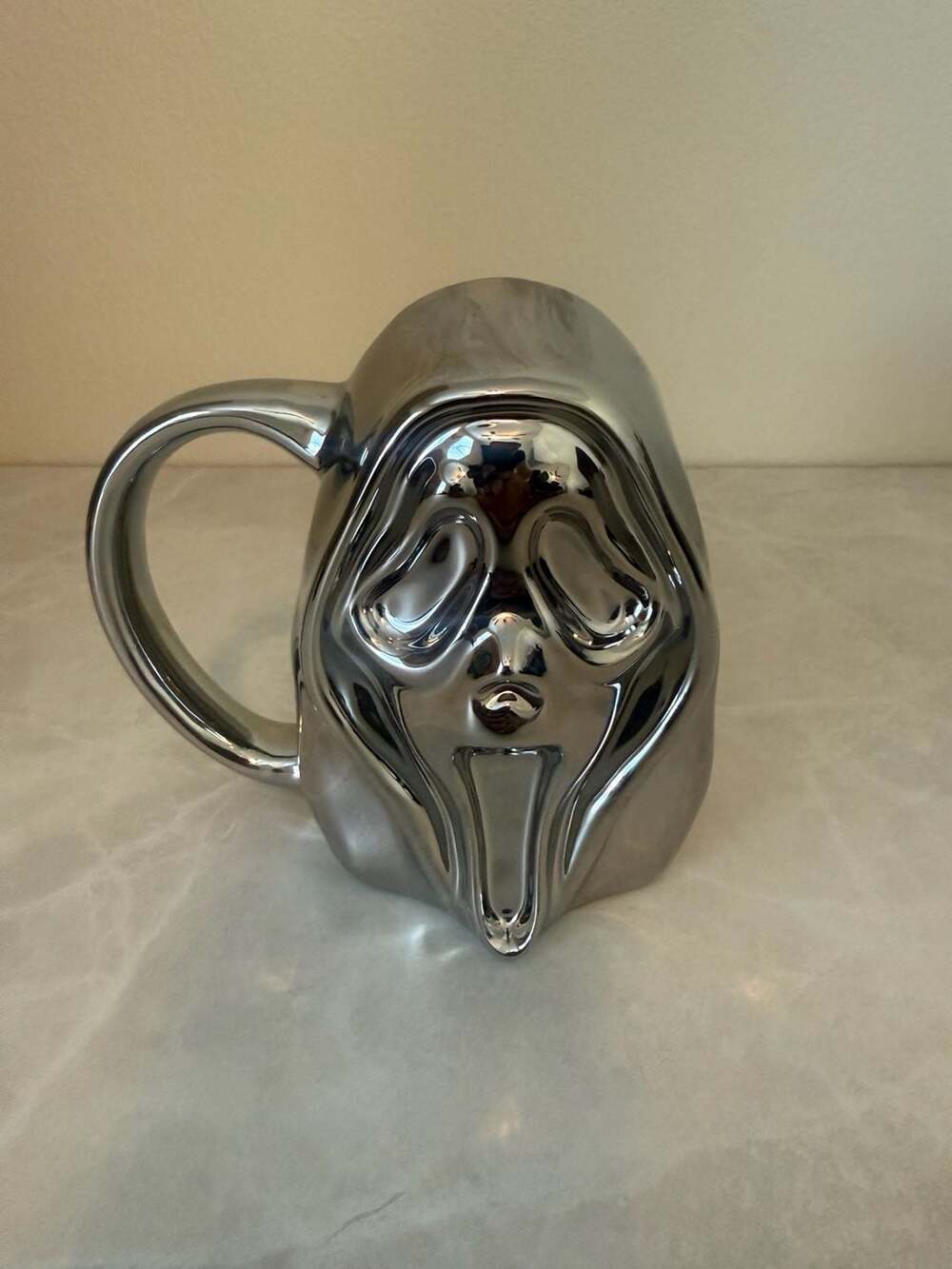 Ghost Face Metallic Silver 3D Sculpted Coffee Mug Scream Horror